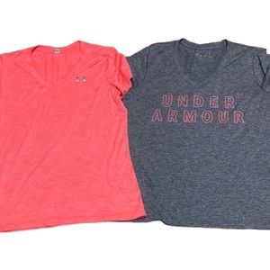 Two Under Armour Loose Fit V-Neck Womens Tees